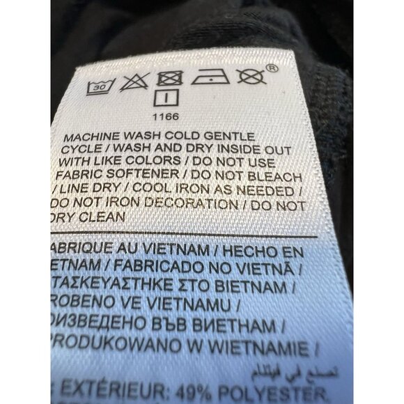 Athleta Hybrid Cropped MED Wide Leg Fleece Lined Pants Black Elastic Waist - Picture 8 of 8